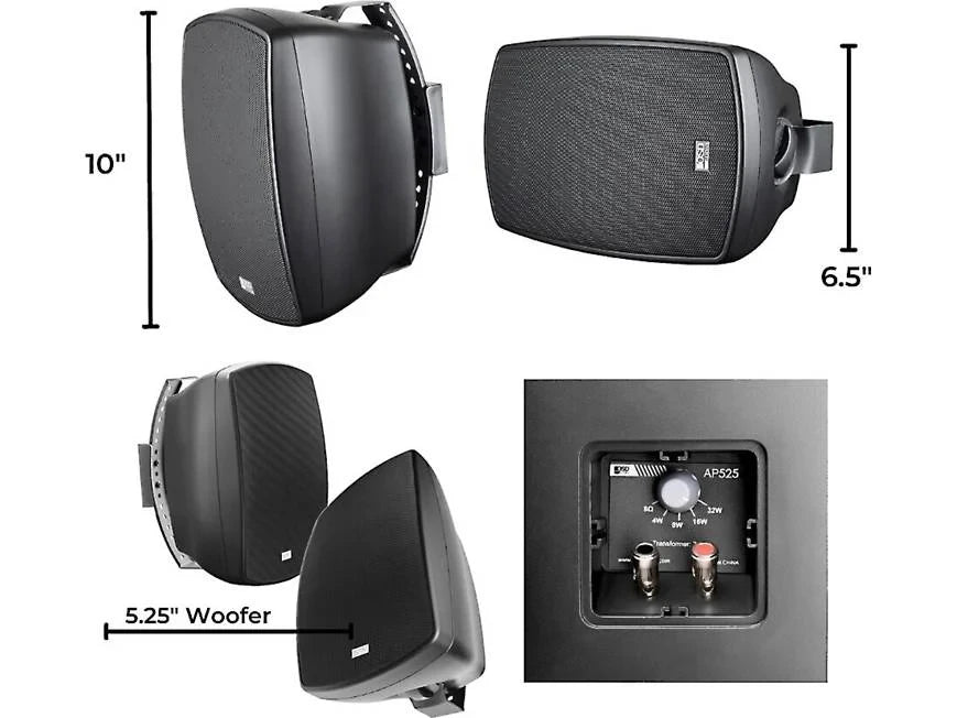 OSD Audio AP525T 5.25-inch Outdoor Patio Speakers with 70V Tap, Black (Pair) - OSD Audio - Cinematics Pakistan - view 4