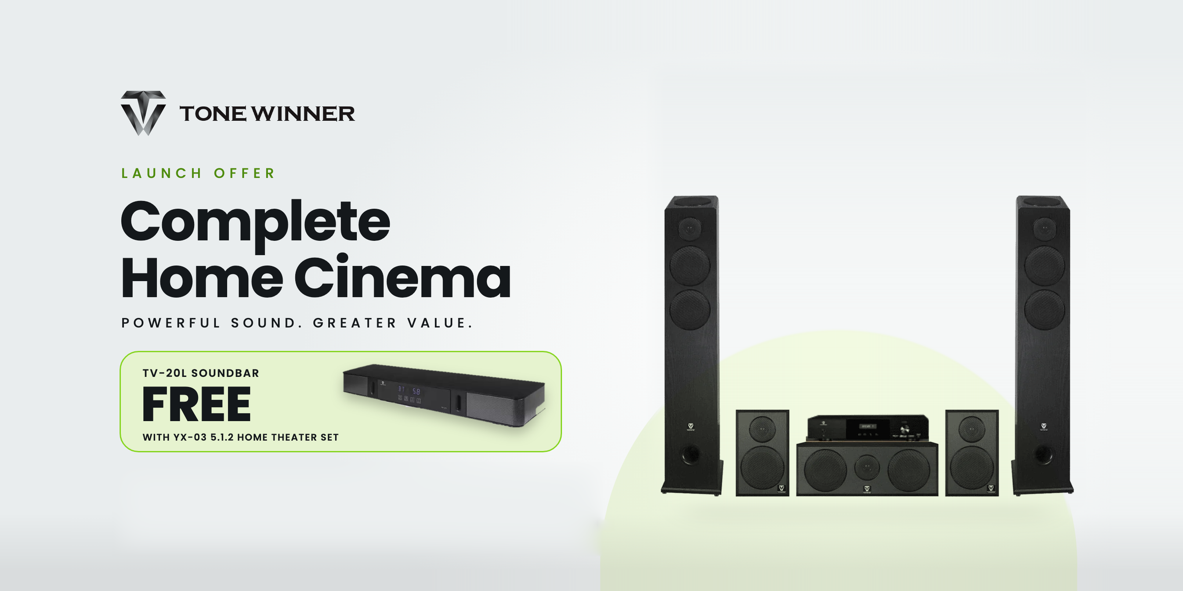 ToneWinner launch offer: YX-03 home theater with amplifier and free TV-20L soundbar