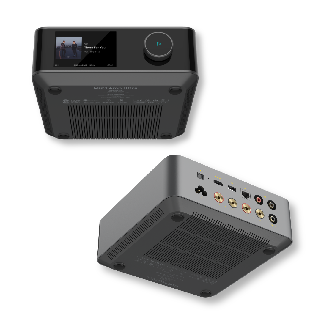WiiM Amp Ultra ESS DAC and aluminum unibody design close-up