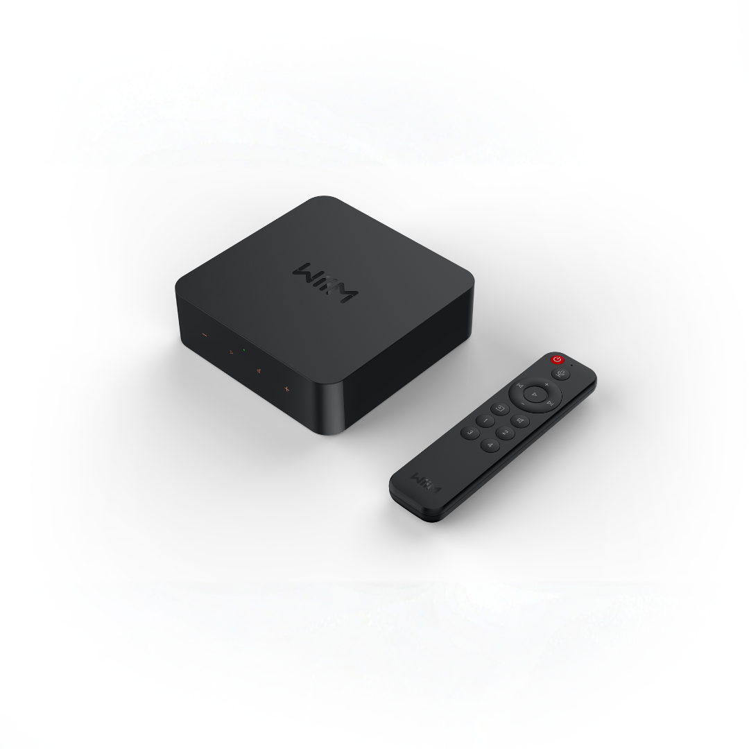 “WiiM Pro Plus connected to stereo amplifier setup”