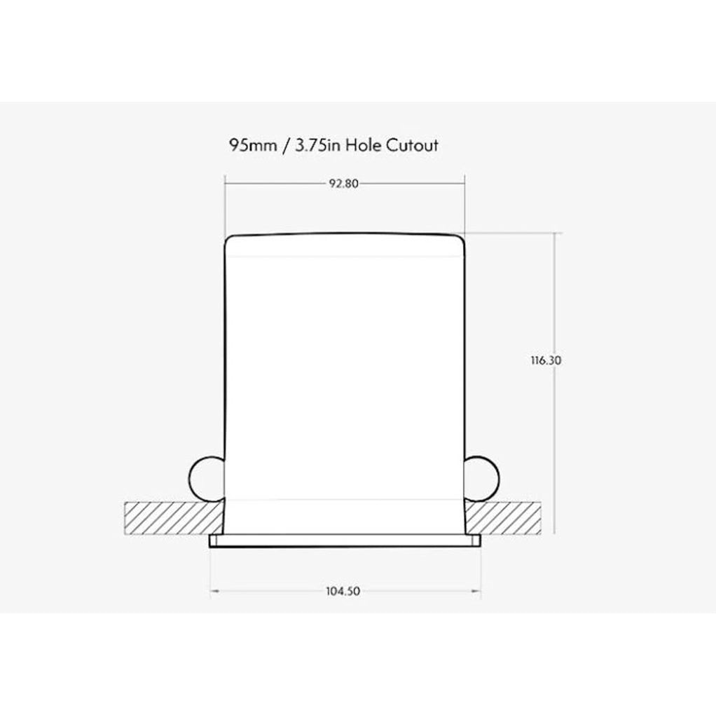 Zuma Lumisonic Wireless In-Ceiling Speaker with Tunable LED Light - Zuma - Cinematics Pakistan - dimensions and cutout